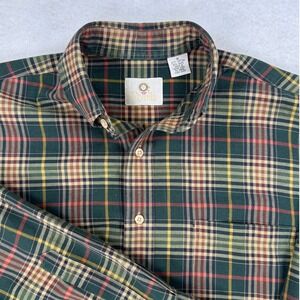 Viyella Wool Blend Men's Medium Plaid Button Down Shirt Long Sleeve Vintage